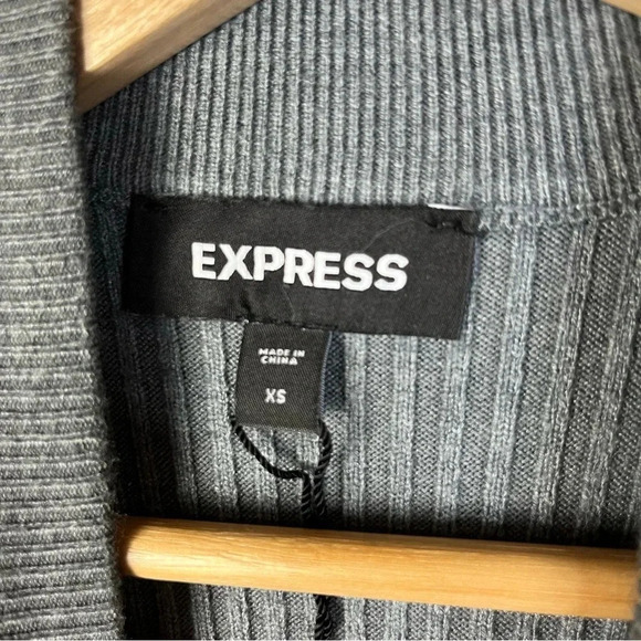 Express Gray Ribbed Mock Neck Asymmetrical Hem Sweater Dress XS - Picture 6 of 6
